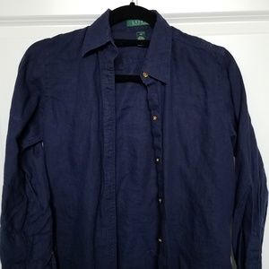 Ralph Lauren Navy Blue Button Down Shirt XS